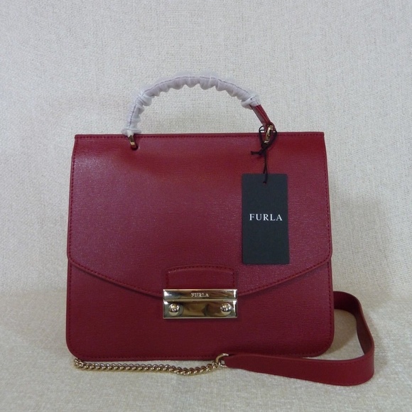 FURLA Cabernet Saffiano Leather Small Top Handle Julia Shoulder Bag